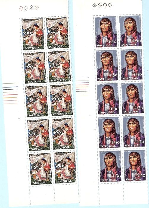 Filatelia Madeira+ Cabral série folhas de 10 selos