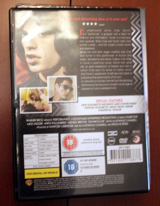 Performance DVD Mick Jagger 1970 N. Roeg J. Fox