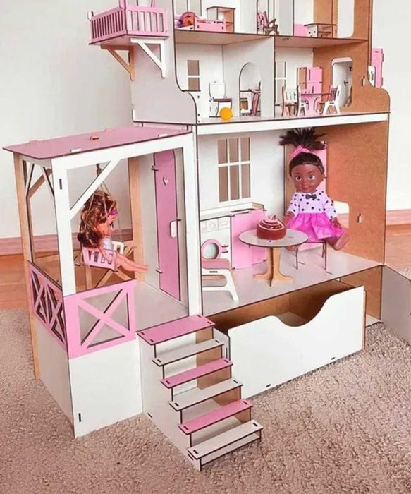 Високий ляльковий будинок із ліфтом та меблями для Барбі та ЛОЛ