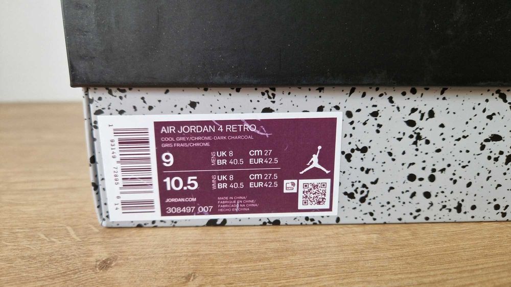 Nike Air Jordan 4 IV Cool Grey NOWE 42,5 EUR = 9 US 9US