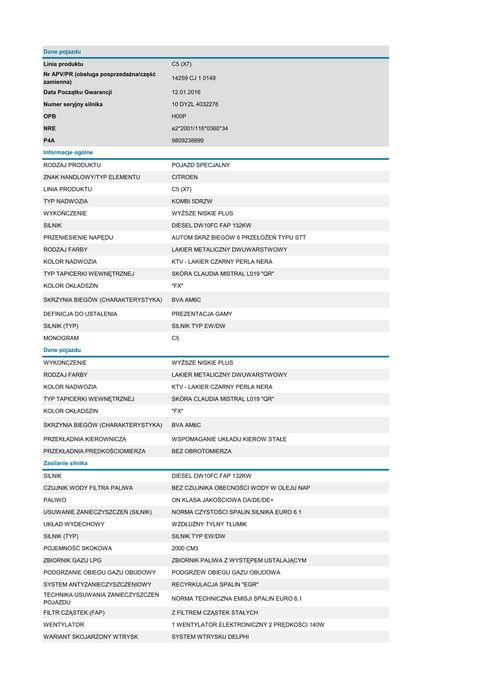 CITROEN PEUGEOT RENAULT DACIA OPEL Fiat Historia serwisowa po VIN  pdf