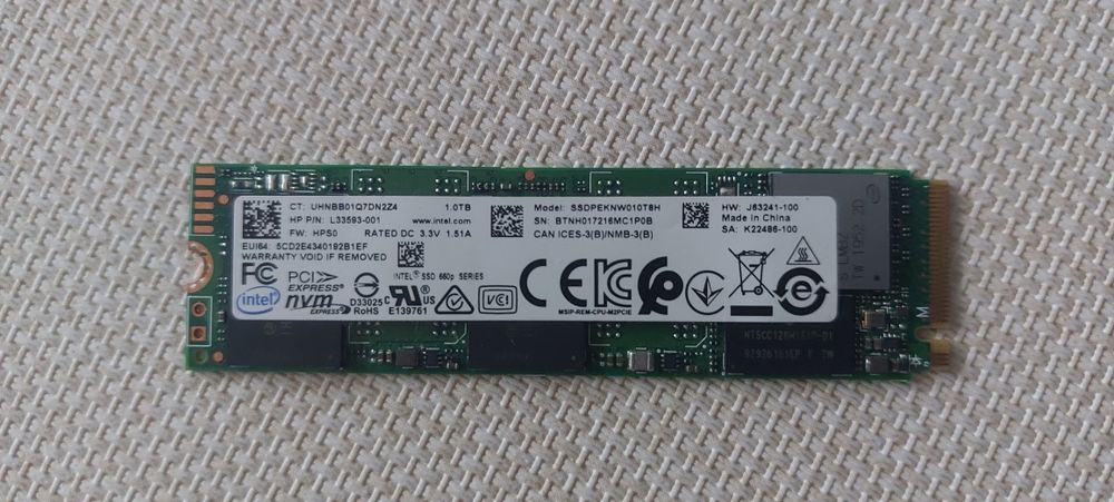 Intel 1TB M.2 PCIe NVMe 660p Series