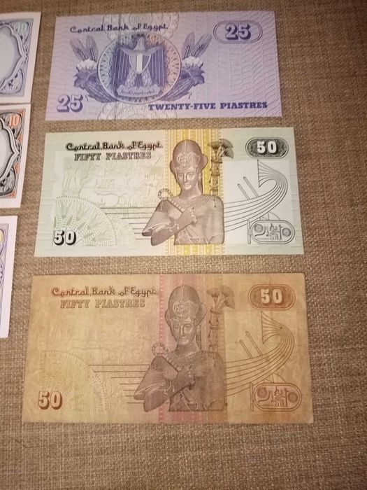 EGYPT 7 notas, 6 NOVAS - Não Circulada e 1 MAL Conservada