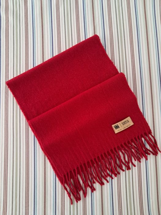 Czerwony szalik 100% kaszmir Marks & Spencer Pure Cashmere UNISEX
