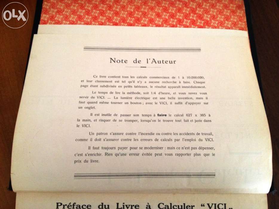 Le Livre a Calculer Vici - Livro de calculo