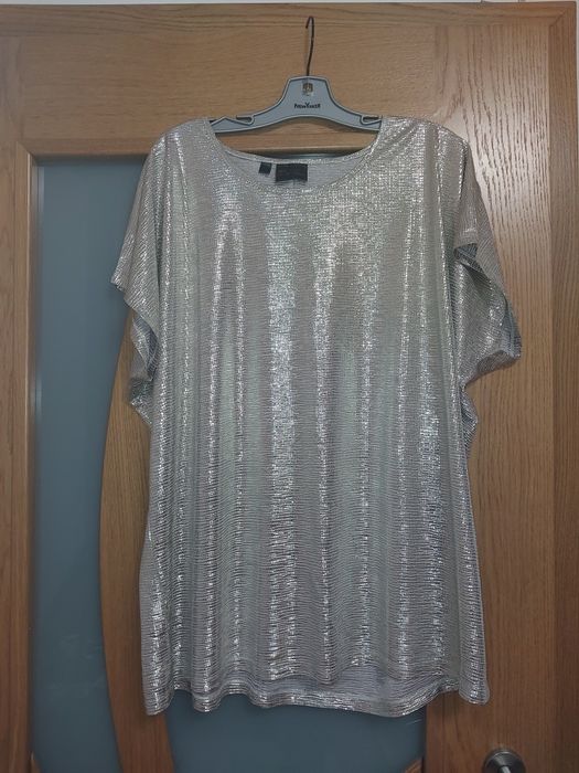 Piękna zlota bluzka połysk r 52 luźna plus size