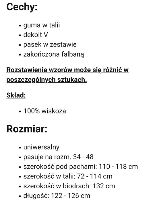 Sukienka rozmiar od xs-xxl