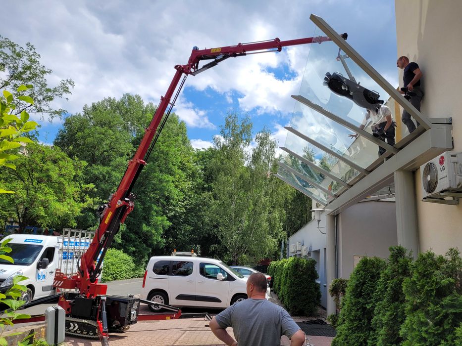 Mini żuraw Szklenie Usługi Dźwig HDS Dekarski Pająk Konstrukcje