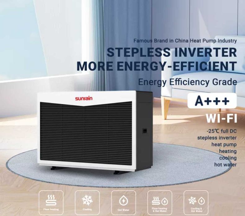 Pompa ciepła SUNRAIN 6-9 kW, R290, monoblok, inwerter, zasilanie 230V