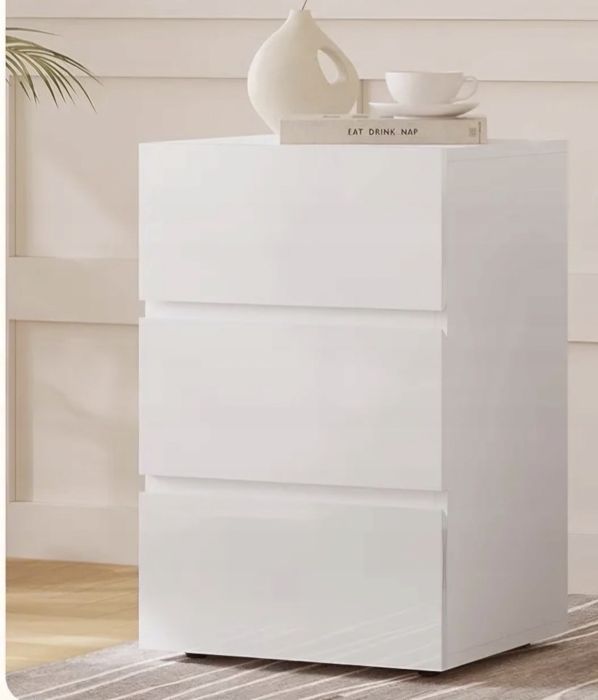 Szafka nocna, komoda, biała, 3 szuflady