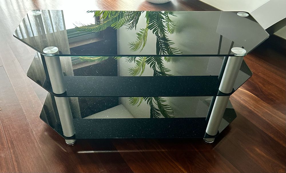 Mesa televisão em vidro temperado preto como Npva