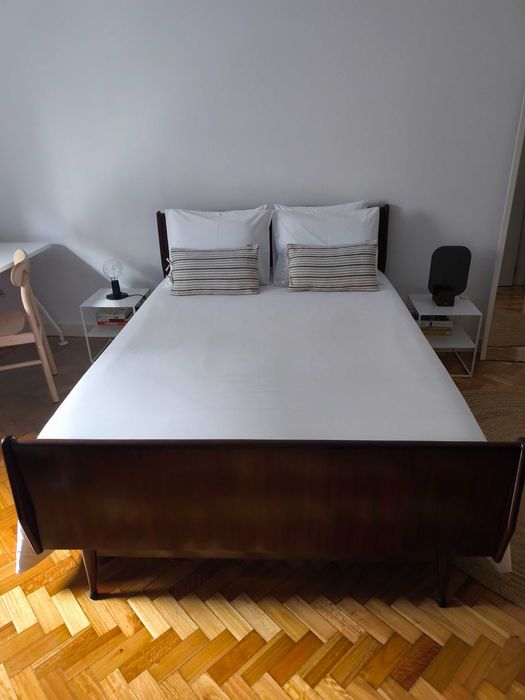 Cama de casal de estilo + estrado + colchão64585340284801120