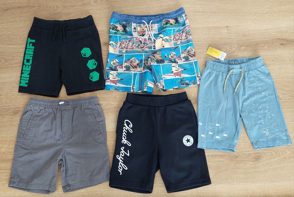 4x spodenki 1x kąpielówki 128 134 na 7-9 lat NEXT Converse Minecraft