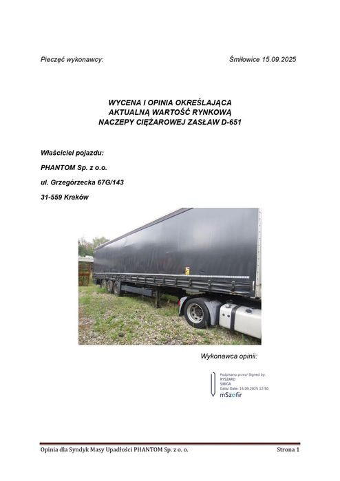 Zaslaw D-651, wariant S, wersja SAT  Syndyk sprzeda naczepę Zasław D-651, 2013 r., 3 osie, DMC 35t