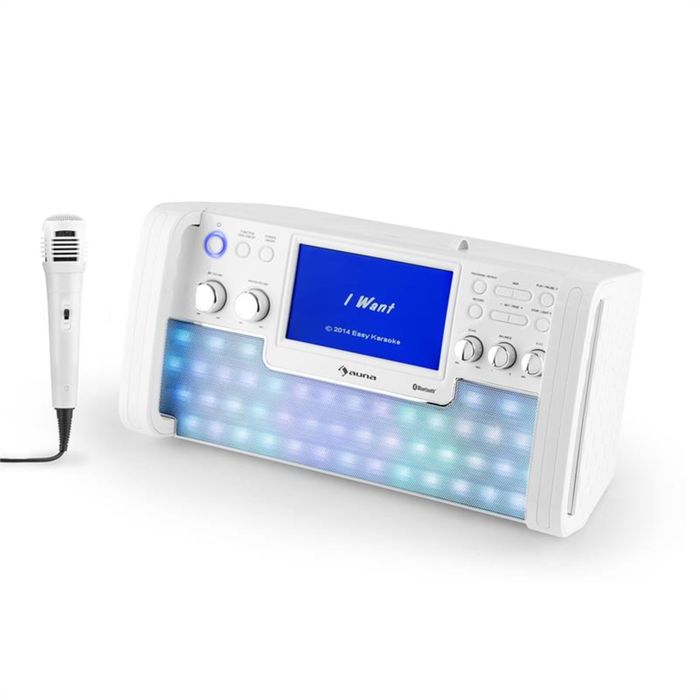 zestaw do karaoke auna głośnik bluetooth ODTWARZACZ CD USB MIKROFON LE