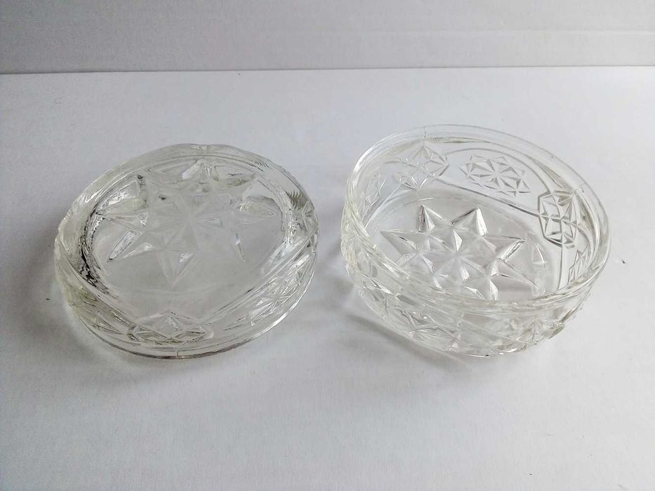 szklane puzderko Hortensja vintage PRL