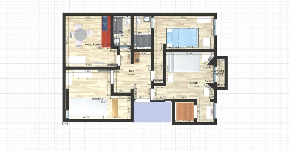 Predio mobilado com 3 apartamentos