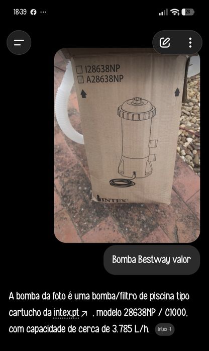 Bomba para piscina Bestway como nova