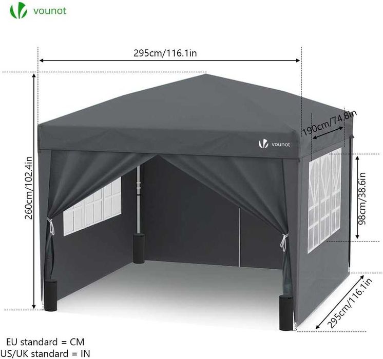 T4- Tenda Dobrável Gazebo 3x3m com 4 Paredes e 4 Sacos de Areia
