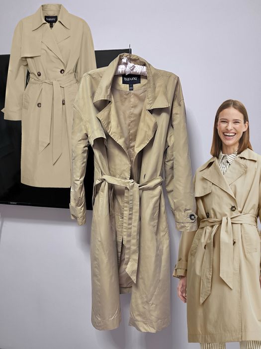 Тренч b.young safari плащ базовий класичний із поясом міді бежевий