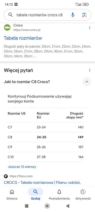 Crocs rozmiar C8 tj. 24-25 dł. wkładki 149mm