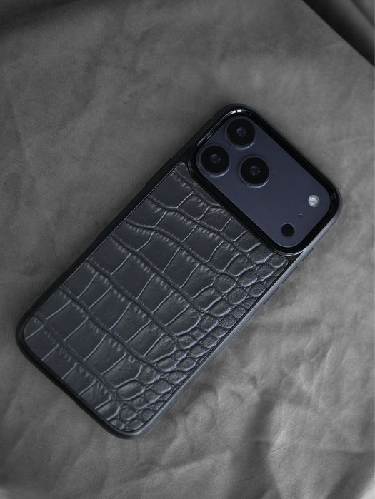 (Всі моделі) Чохол для iPhone з натуральної італійської шкіри (сірий)