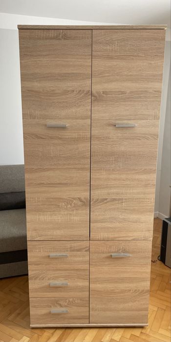 Duza szafa dab sonoma na ubrania polki szuflady  drazek okazja