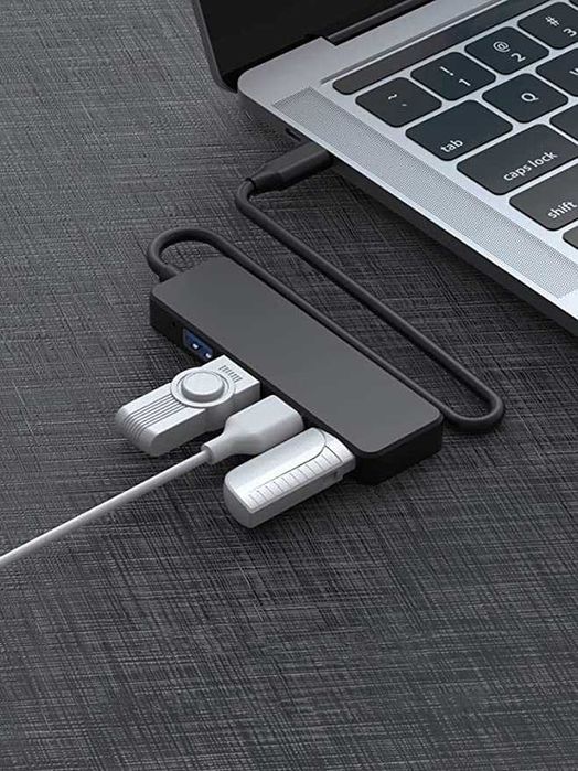Hub USB-A USB 3.0 typu C wersja slim, mały, lekki
