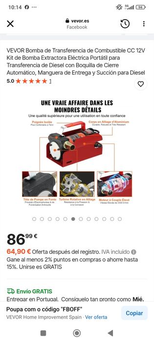 Kit Bomba Transfega de combustível - 170 Euros