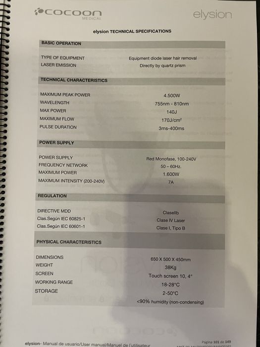 Maquina depilação lazer cocoon elysion IVA dedutivel