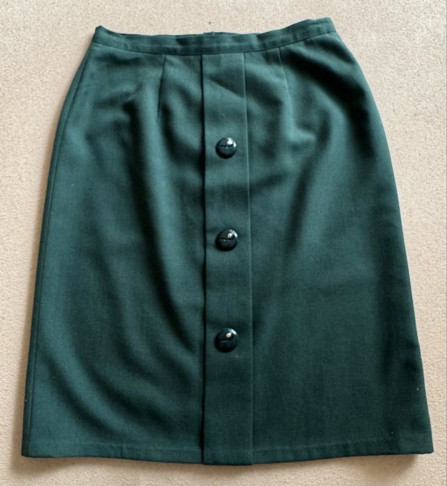 Spódnica butelkowa zieleń z guzikami elegancka S/M