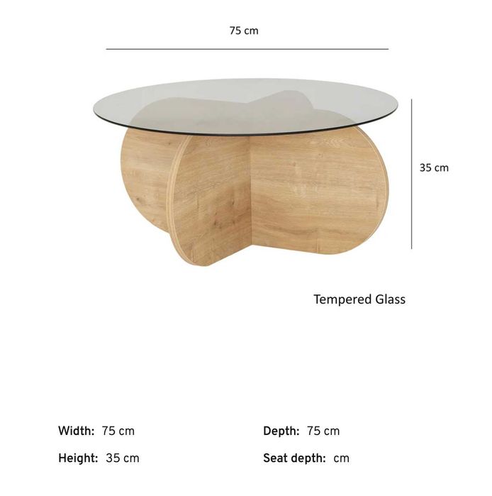 Mesa de centro em madeira e vidro temperado