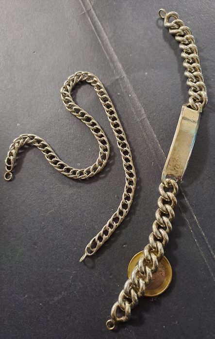 Corrente relogio e pulseira prata