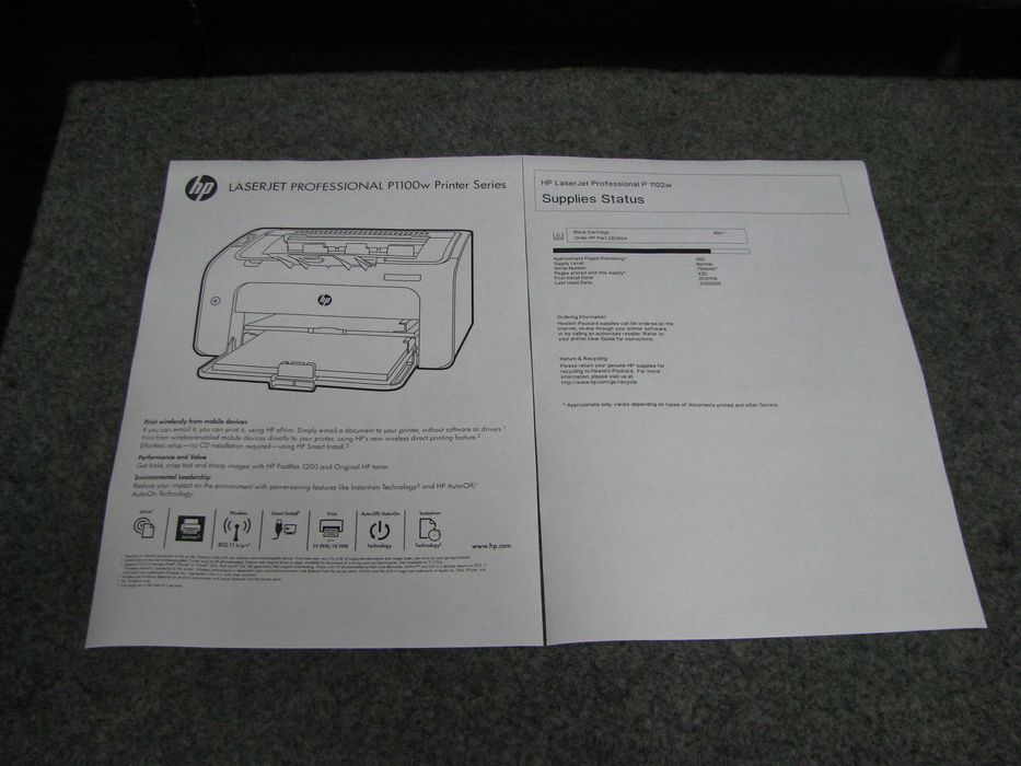Принтер лазерний HP LaserJet P1102W з Європи