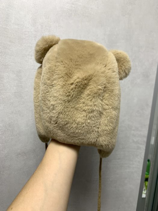 Дитяча зимова шапка з вушками бежева