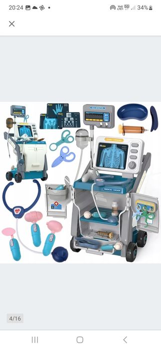 Wózek lekarski zestaw małego lekarza zabawka edukacyjna z dzwiekiem