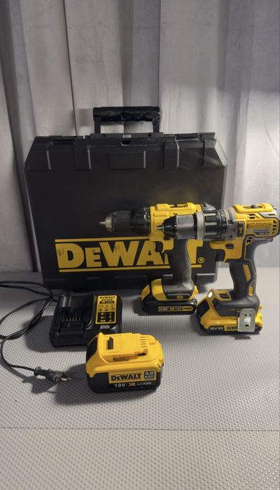 DeWALT 18V XR – DCD796 + DCD771 + 3 akumulatory + ładowarka + walizka