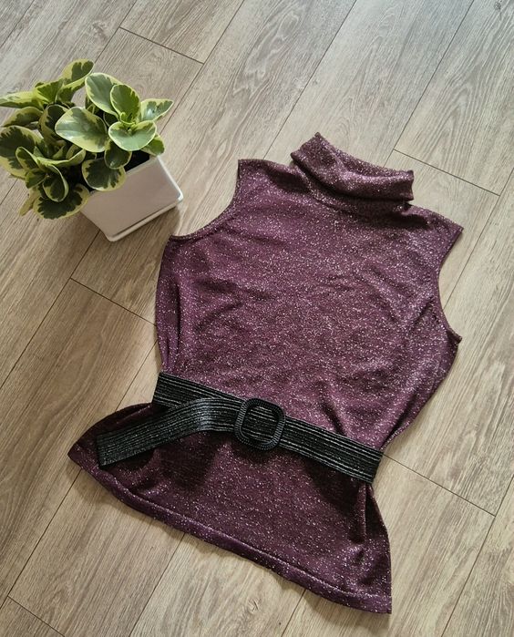 Elegancka,  burgundowa bluzka  - 60% wiskoza