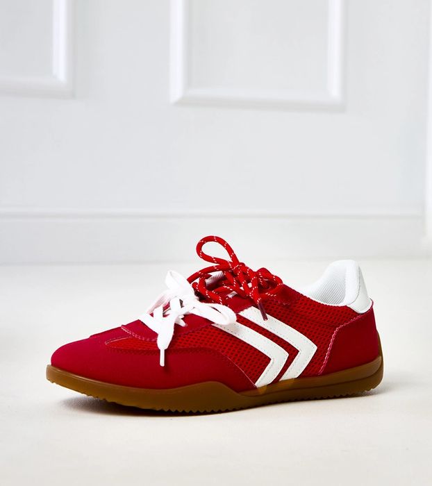 Czerwone sneakersy trampki damskie z wstawką Malkan