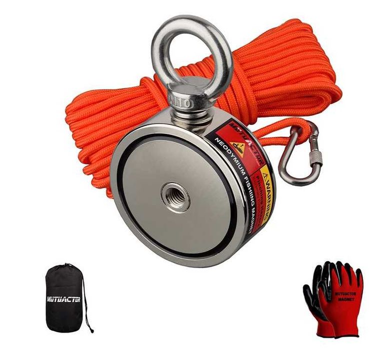 Íman Neodímio N52, 320Kg + Corda 20MT Pesca Magnética