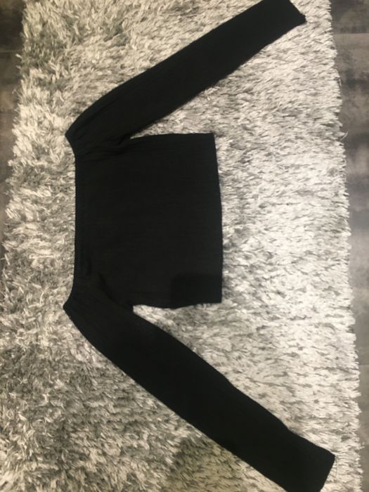 Czarny Crop Top bez ramion (prążkowany) XS/S
