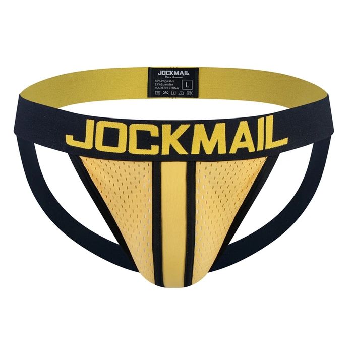 Sexy Męskie Sportowe Jockstrapy z Siatką i Kieszonką na Trening - M