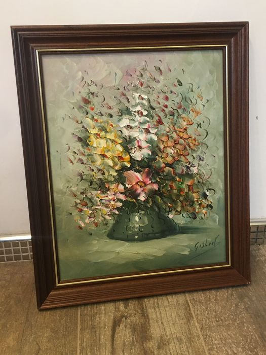 Obraz olejny sygnowany kwiaty 40/50 cm