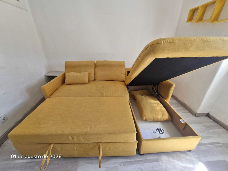 Chaise longue reversível GEORGY 220cmx82cmx135cm cor amarelo