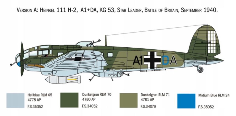 Italeri 1436 Niemiecki bombowiec Heinkel He 111H model samolotu 1/72