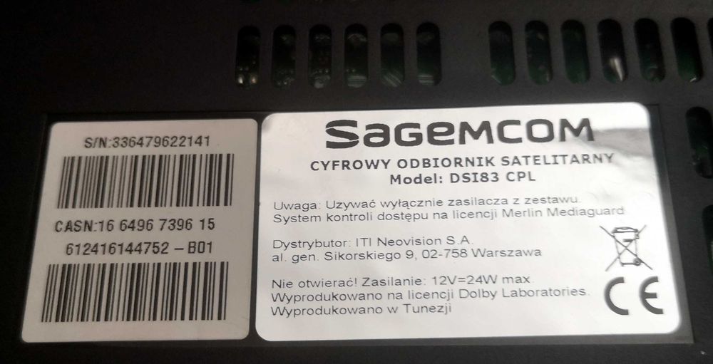 cyfrowy odbiornik satelitarny model DSI83  CPL