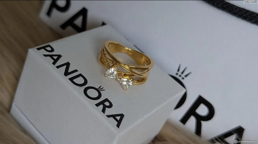 Каблучка Pandora Іскристий бант з позолотою / Позолочена каблучка Пандора з бантиком / Каблучка Pandora «Sparkling Bow» (позолота)