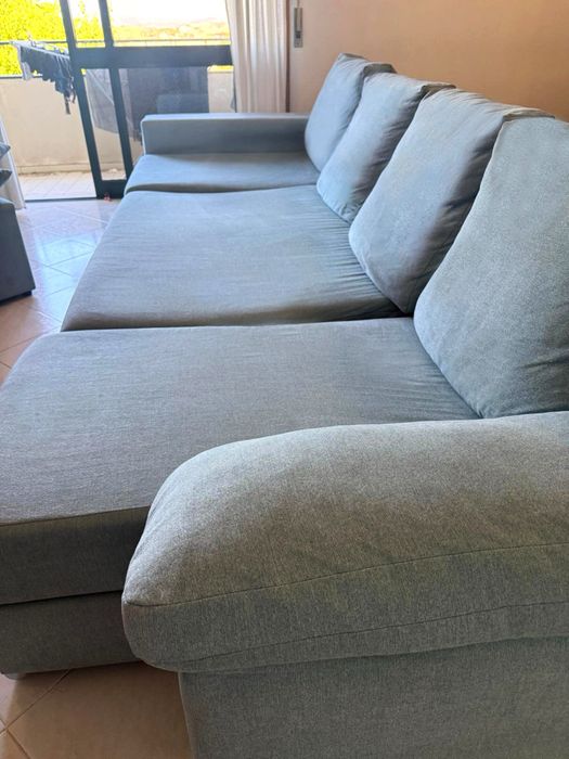 Sofa azul bebe com duas chaises