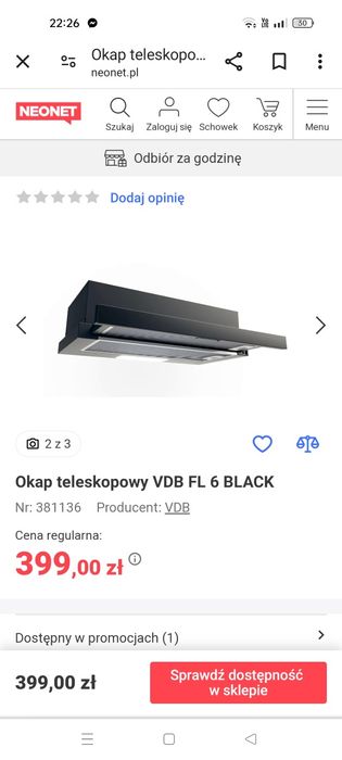 Okap teleskopowy VDB FL 6 Black
