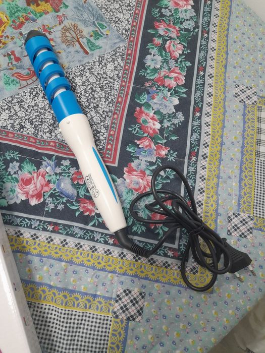 Enrolador de cabelo azul e branco, nova